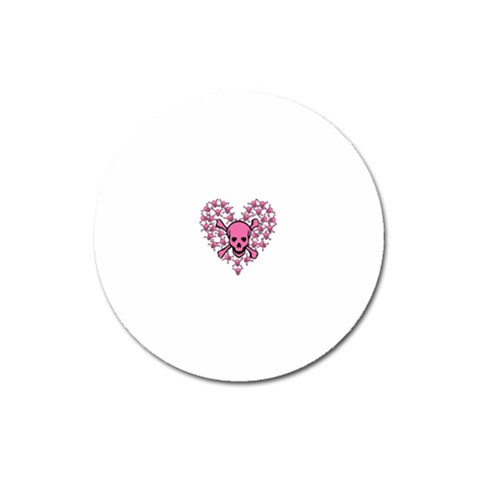 Pink Heart Shaped Skull Magnet 3  (Round) from ArtsNow.com Front