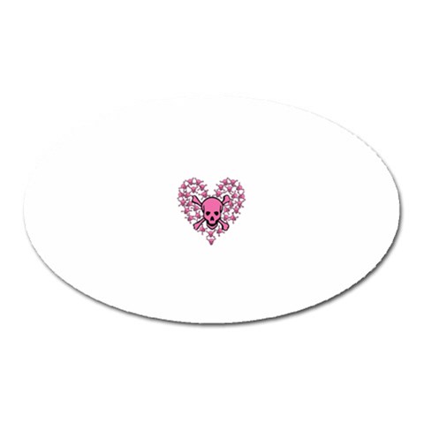 Pink Heart Shaped Skull Magnet (Oval) from ArtsNow.com Front