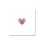 Pink Heart Shaped Skull Magnet (Square)