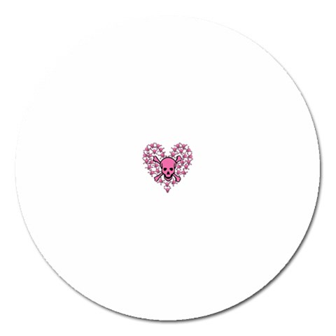 Pink Heart Shaped Skull Magnet 5  (Round) from ArtsNow.com Front