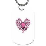 Pink Heart Shaped Skull Dog Tag (One Side)