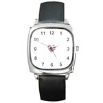 Pink Heart Shaped Skull Square Metal Watch