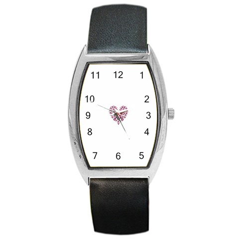 Pink Heart Shaped Skull Barrel Style Metal Watch from ArtsNow.com Front