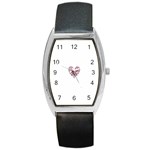 Pink Heart Shaped Skull Barrel Style Metal Watch