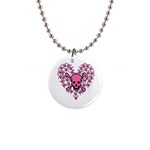 Pink Heart Shaped Skull 1  Button Necklace