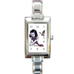 Goth Girl and Bat Rectangular Italian Charm Watch