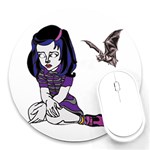 Goth Girl and Bat Round Mousepad