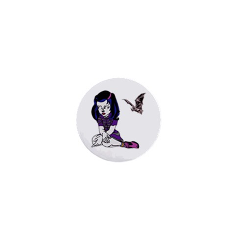 Goth Girl and Bat 1  Mini Button from ArtsNow.com Front