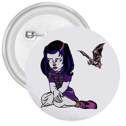 Goth Girl and Bat 3  Button from ArtsNow.com Front