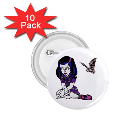 Goth Girl and Bat 1.75  Button (10 pack)  from ArtsNow.com Front