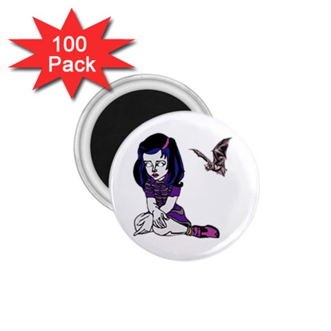 Goth Girl and Bat 1.75  Magnet (100 pack)  from ArtsNow.com Front