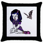 Goth Girl and Bat Throw Pillow Case (Black)