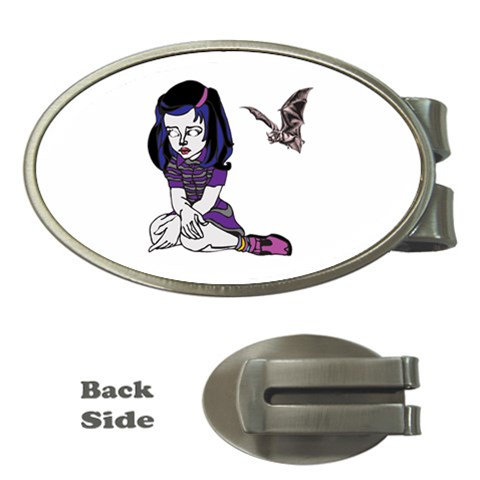 Goth Girl and Bat Money Clip (Oval) from ArtsNow.com Front