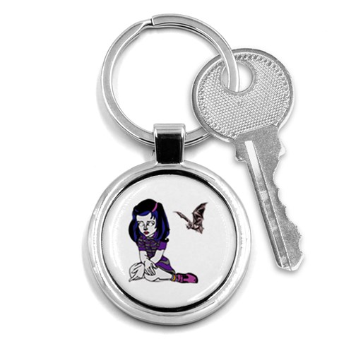 Goth Girl and Bat Key Chain (Round) from ArtsNow.com Front