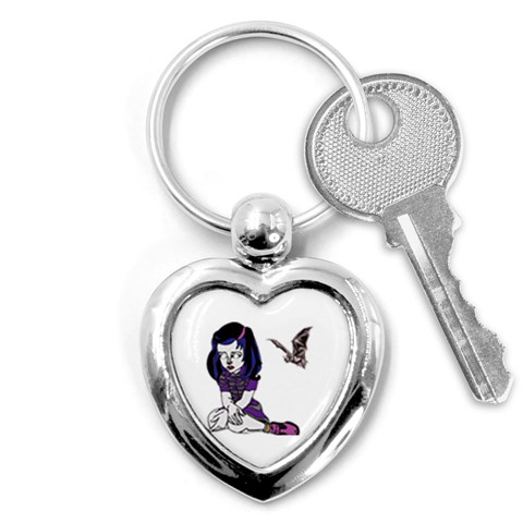 Goth Girl and Bat Key Chain (Heart) from ArtsNow.com Front