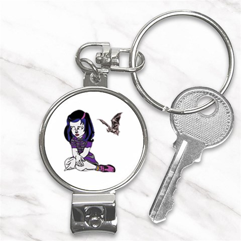 Goth Girl and Bat Nail Clippers Key Chain from ArtsNow.com Front