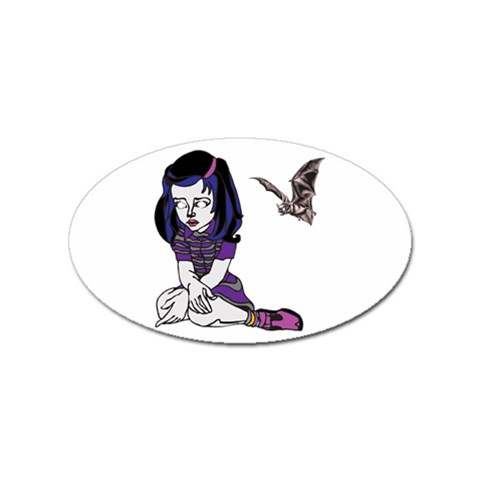 Goth Girl and Bat Sticker (Oval) from ArtsNow.com Front