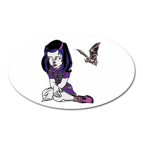 Goth Girl and Bat Magnet (Oval) from ArtsNow.com Front