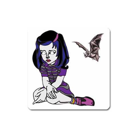 Goth Girl and Bat Magnet (Square) from ArtsNow.com Front