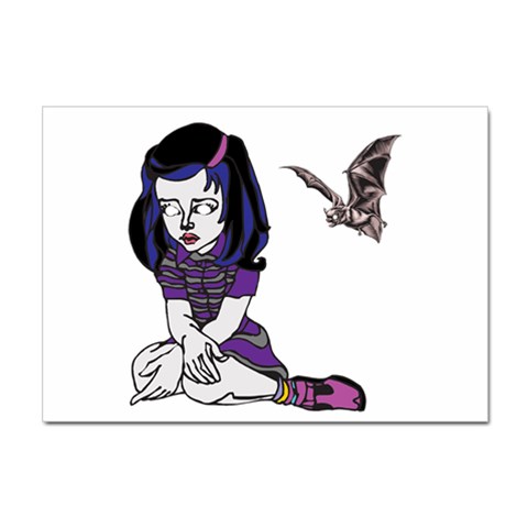 Goth Girl and Bat Sticker A4 (10 pack) from ArtsNow.com Front