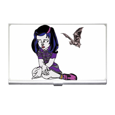 Goth Girl and Bat Business Card Holder from ArtsNow.com Front