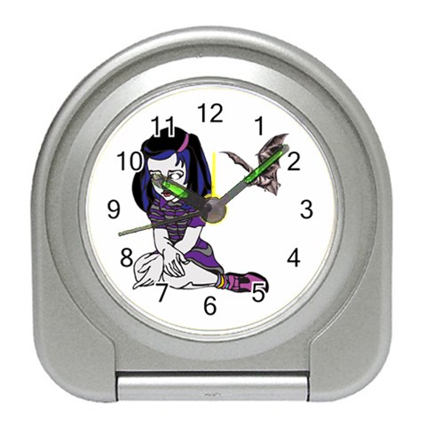 Goth Girl and Bat Travel Alarm Clock from ArtsNow.com Front