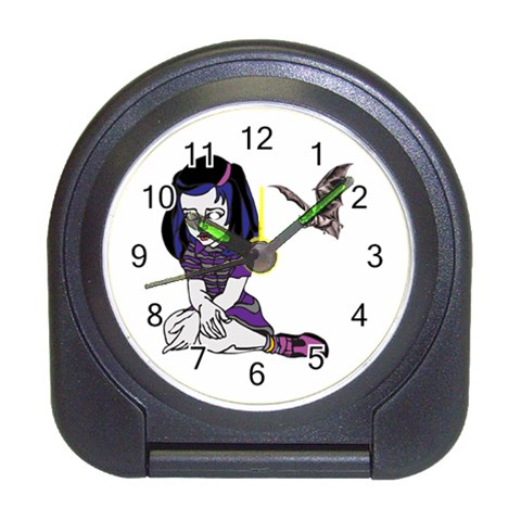 Goth Girl and Bat Travel Alarm Clock from ArtsNow.com Front