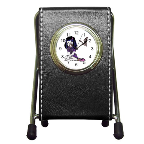 Goth Girl and Bat Pen Holder Desk Clock from ArtsNow.com Front