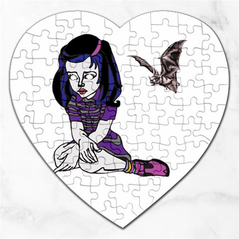 Goth Girl and Bat Jigsaw Puzzle (Heart) from ArtsNow.com Front