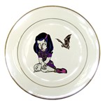 Goth Girl and Bat Porcelain Plate