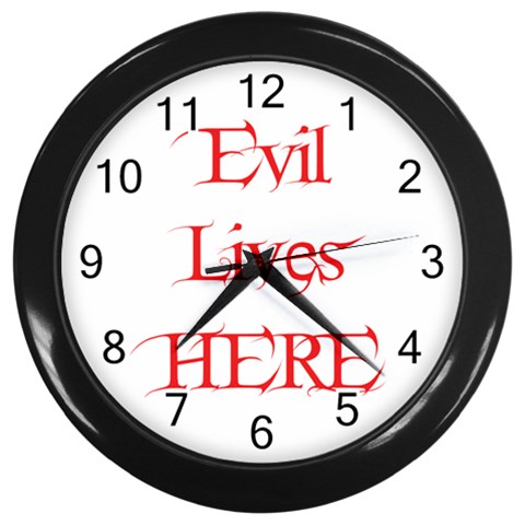 Evil Lives Here Wall Clock (Black) from ArtsNow.com Front