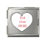 Evil Lives Here Mega Link Heart Italian Charm (18mm)