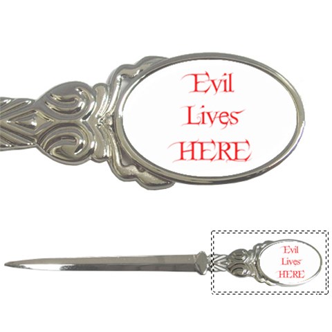 Evil Lives Here Letter Opener from ArtsNow.com Front