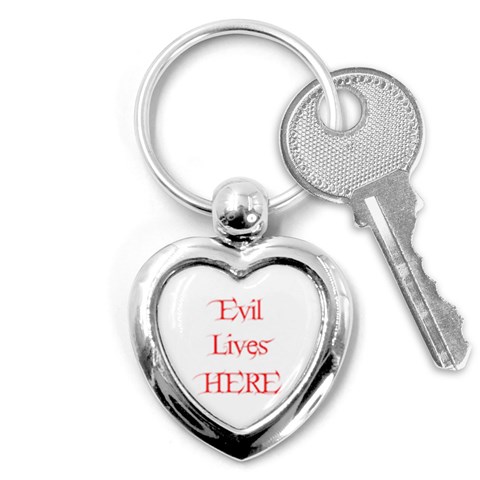 Evil Lives Here Key Chain (Heart) from ArtsNow.com Front