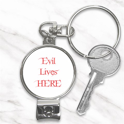 Evil Lives Here Nail Clippers Key Chain from ArtsNow.com Front