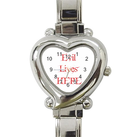 Evil Lives Here Heart Italian Charm Watch from ArtsNow.com Front