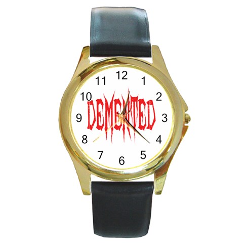 Demented Round Gold Metal Watch from ArtsNow.com Front