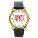 Demented Round Gold Metal Watch