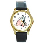 Dead Cartoons Round Gold Metal Watch