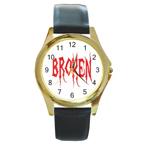 Broken Round Gold Metal Watch from ArtsNow.com Front