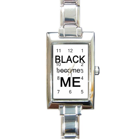 Black Becomes Me Rectangular Italian Charm Watch from ArtsNow.com Front