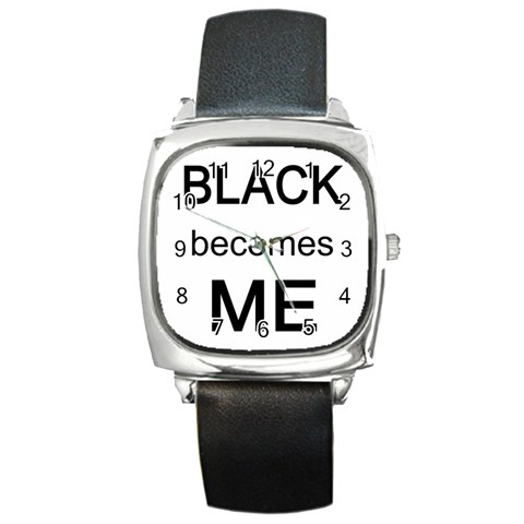 Black Becomes Me Square Metal Watch from ArtsNow.com Front