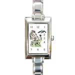 Scared Woman Holding Cross Rectangular Italian Charm Watch