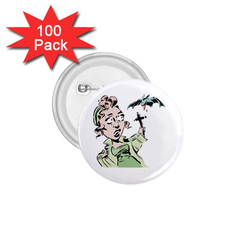 Scared Woman Holding Cross 1.75  Button (100 pack)  from ArtsNow.com Front