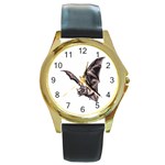 Vampire Bat Round Gold Metal Watch