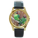 Love~birds~6 Round Gold Metal Watch