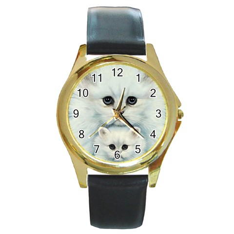 catsWE Round Gold Metal Watch from ArtsNow.com Front