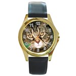 Cats Round Gold Metal Watch