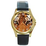 Big_Cats Round Gold Metal Watch