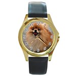 cutepuppy6 Round Gold Metal Watch